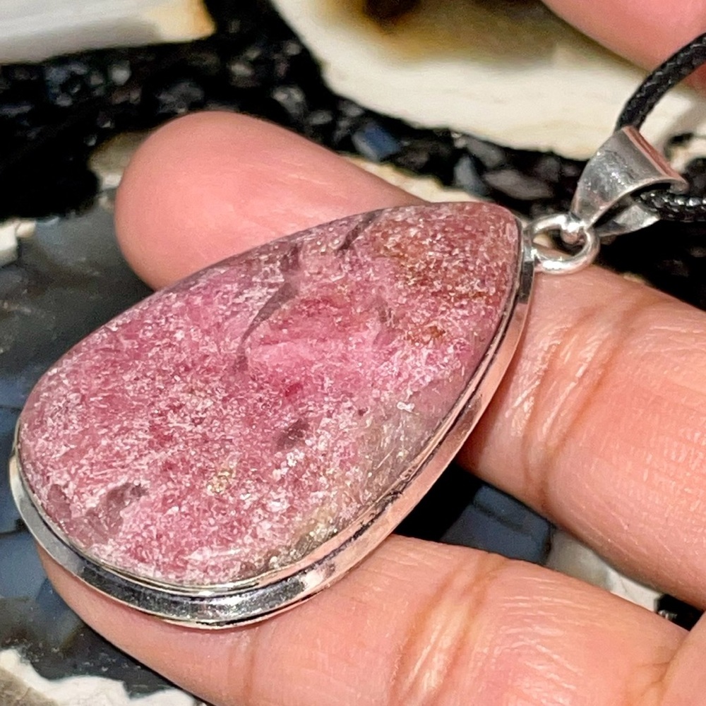“The Stone of Love” Rhodonite Pendant 2”